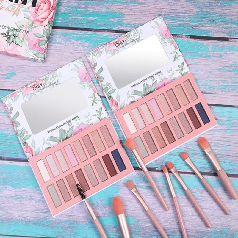 ONLYBETTER Vegan Organic Eyeshadow Palette - 16 Colors Highly Pigmented Metallic Colorful Long Lasting Nude Shimmer