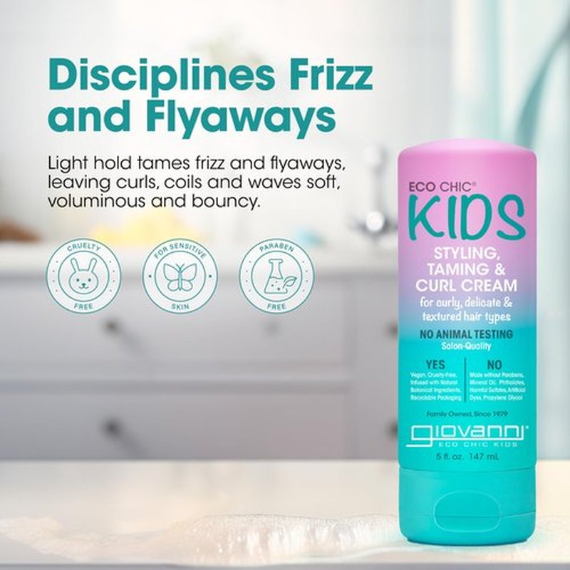 Eco Chic KIDs Styling Taming & Curl Cream - Kids Curl Cream, Curly Hair Products, for Delicate and Textured Hair Types, Long-Lasting & Lightweight, Salon Quality, Vegan-Friendly - 5 Fl Oz
