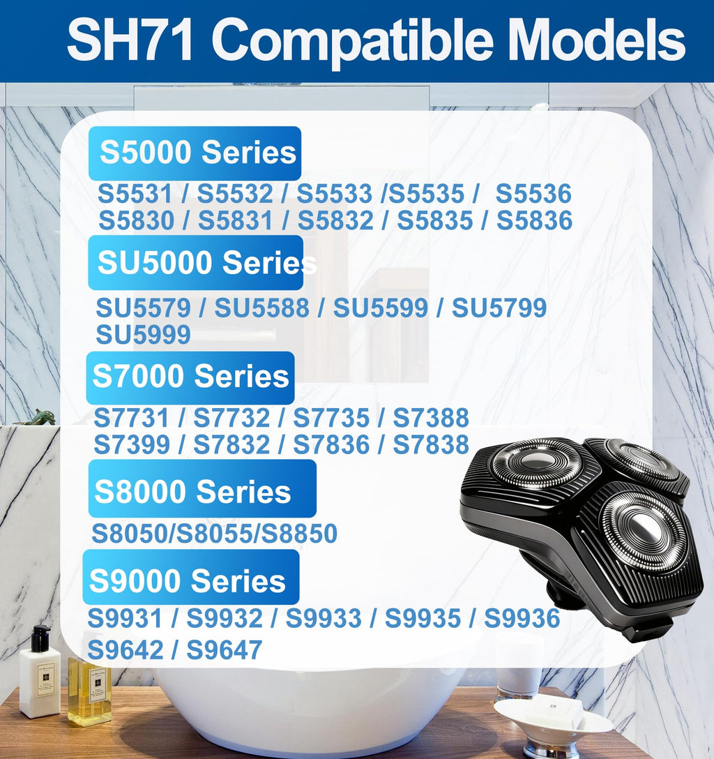 SH71 Replacement Shaving Heads Compatible with Phili*s Shavers Series S7000 (S7XXX)