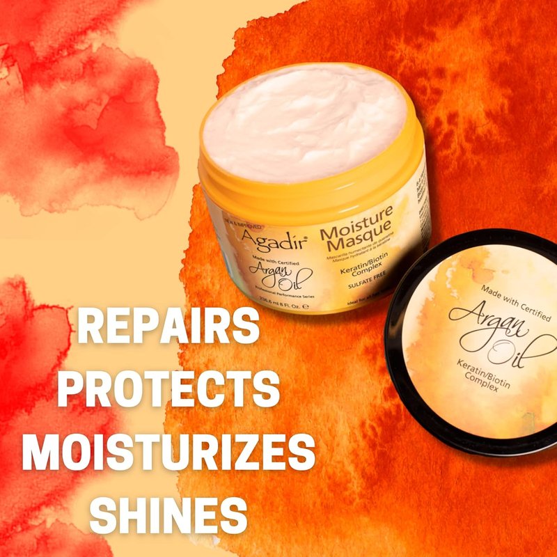 Agadir Moisture Masque - Deep Hydrating Hair Treatment for Soft, Manageable Hair | 8 Oz