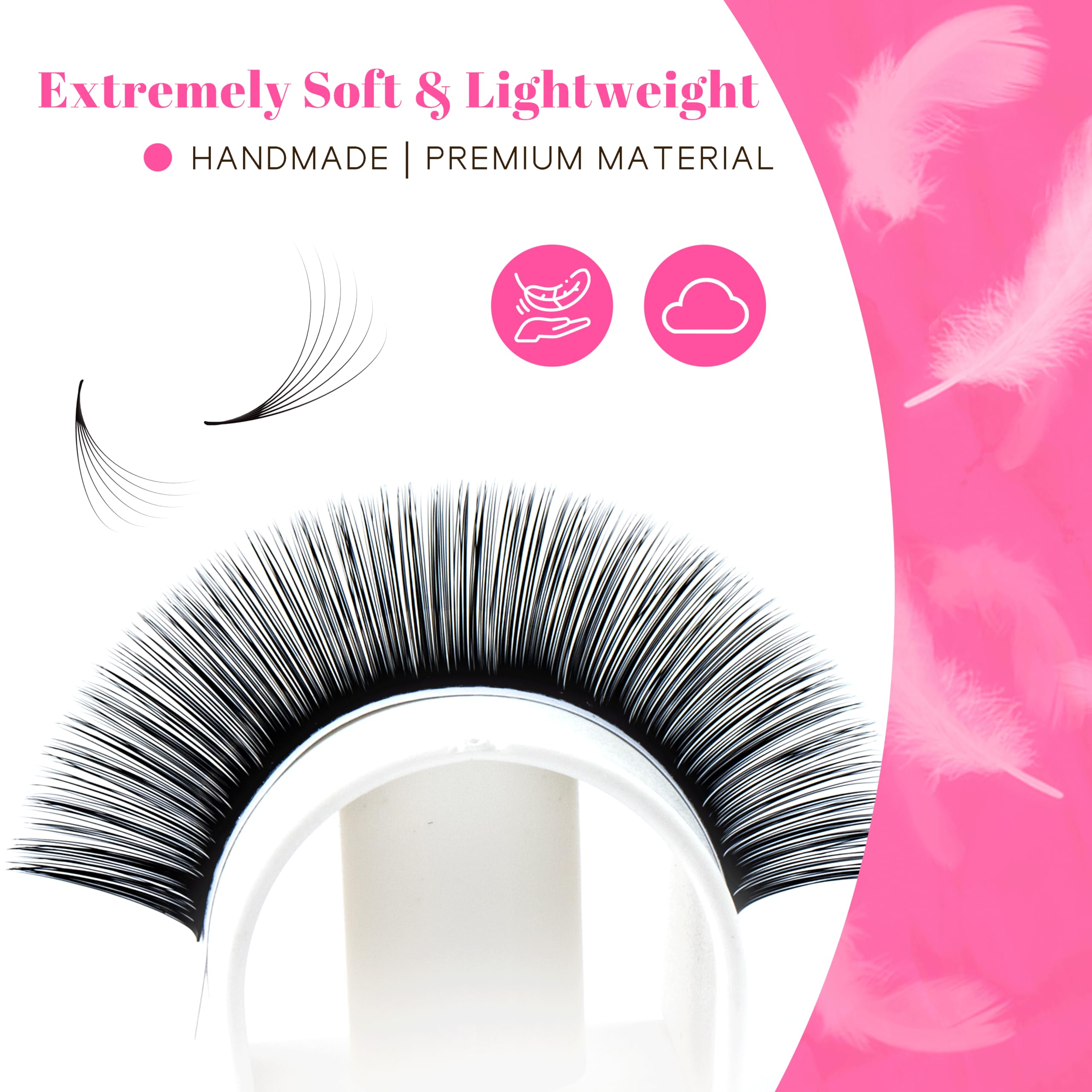 TDANCE Cashmere Easy Fan Lash Extensions Self Fanning Volume Lash Extension 0.05mm D Curl 8-15mm Mix Length Matte Black Mega Volume Lash Extensions (0.05-D,8-15mm)