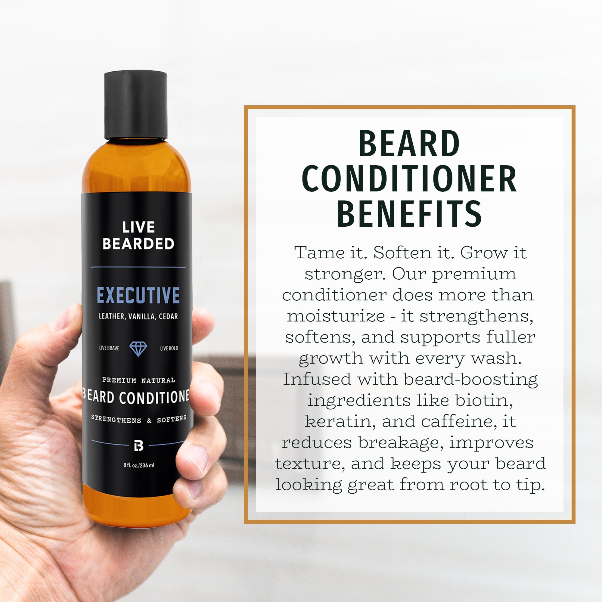 Live Bearded® Softening Beard Conditioner, Executive Scent, 8 fl oz