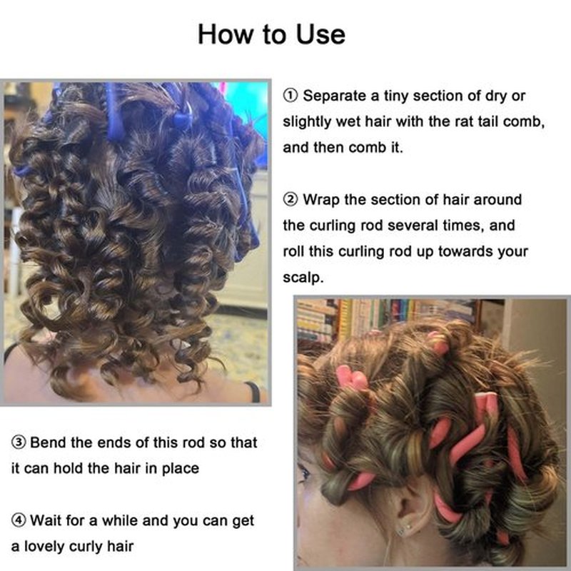 Beyoslf 36Pcs Flexible Hair Rollers and Curlers Set - 7" 0.63" & 0.47" Bendable Soft Foam Rods for Heatless Curling Short & Long Hair