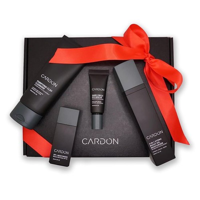 Cardon Men's Skincare Gift Set - Limited Edition Anti-Aging Routine | Cactus-Based, SPF 30 Moisturizer, Night Lotion & Eye Cream (4 CT)