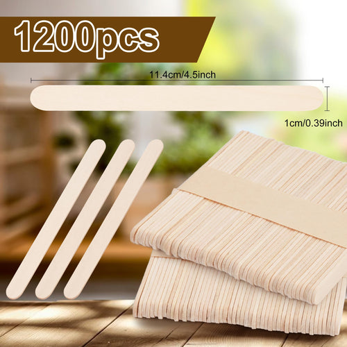 1200 Pcs Natural Wooden Craft Sticks, 4.5 Inch Craft Sticks for DIY