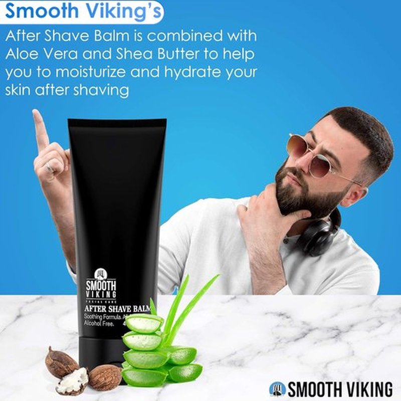 Smooth Viking After Shave Balm for Men - Alcohol-Free, Soothing & Moisturizing Formula | 4 Oz with Spiced Black Pepper Scent