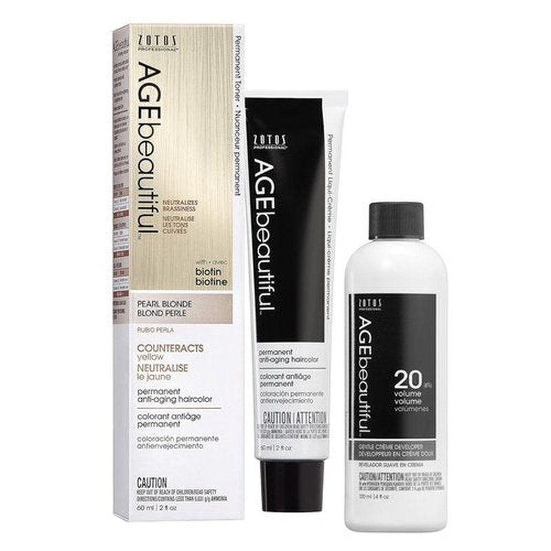 AGE Beautiful Permanent Hair Color Dye Set - 100% Gray Coverage & Anti-Aging Formula | Biotin-Enriched for Thicker, Healthier Hair