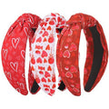 IDDFEVE 3Pcs Valentines Day Headbands for Women, Heart Love Holiday Knotted Hair Hoops, Festive Gift Hair Accessory (Red)