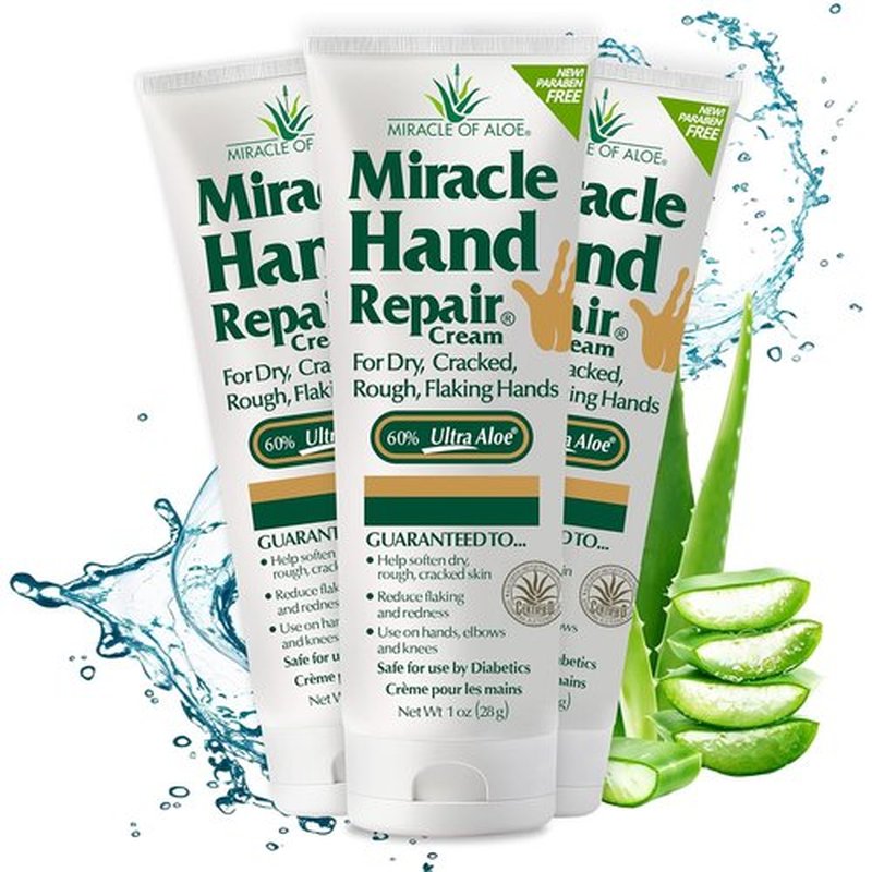 Miracle Hand Repair Cream - Best Healing Cream with 60% Aloe Vera | Non-Greasy Moisturizer for Dry Cracked Hands (3-Pack)
