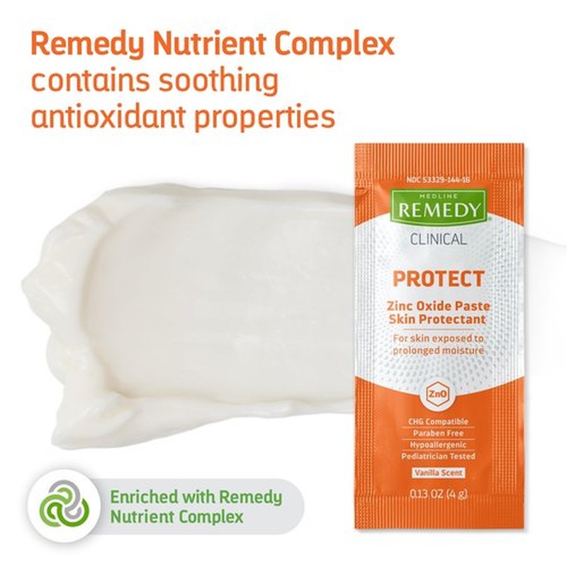 Medline Remedy Phytoplex Z-Guard Skin Protectant Paste, o.13 Ounce, 144 Count