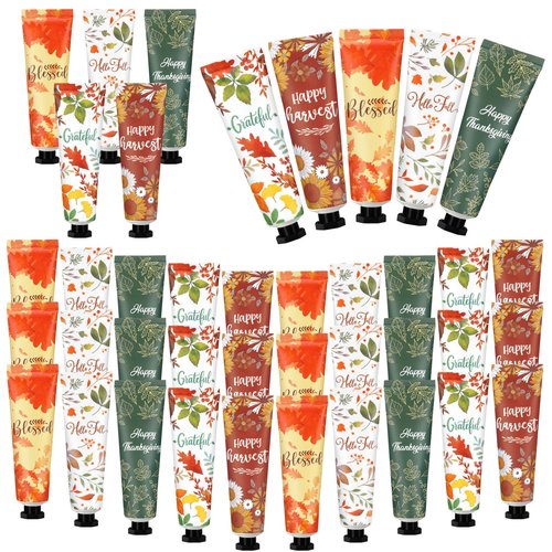 Heigble 40 Pcs Thanksgiving Fall Hand Lotion Gifts Bulk for Women Maple Leaves Hand Cream 30ml Natural Botanical Fragrance Mini Lotion for Chapped Hands Travel Thanksgiving Autumn Party Supplies