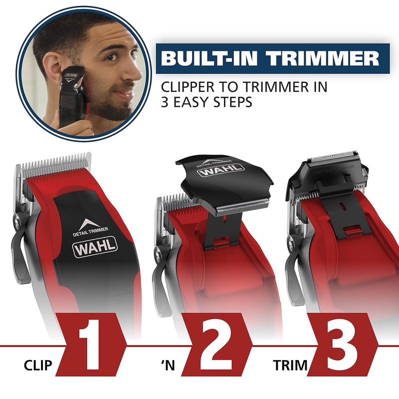 Wahl USA Hair Clipper - 2-in-1 Corded Clipper & Pop-Up Trimmer Kit for Men's Grooming | Model 79900-1501P