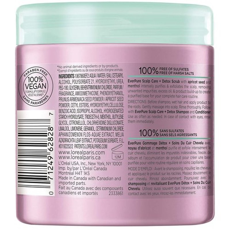 L'Oreal Paris EverPure Exfoliating Scalp Care - Detox Scrub with Apricot Seed, 8 Ounce