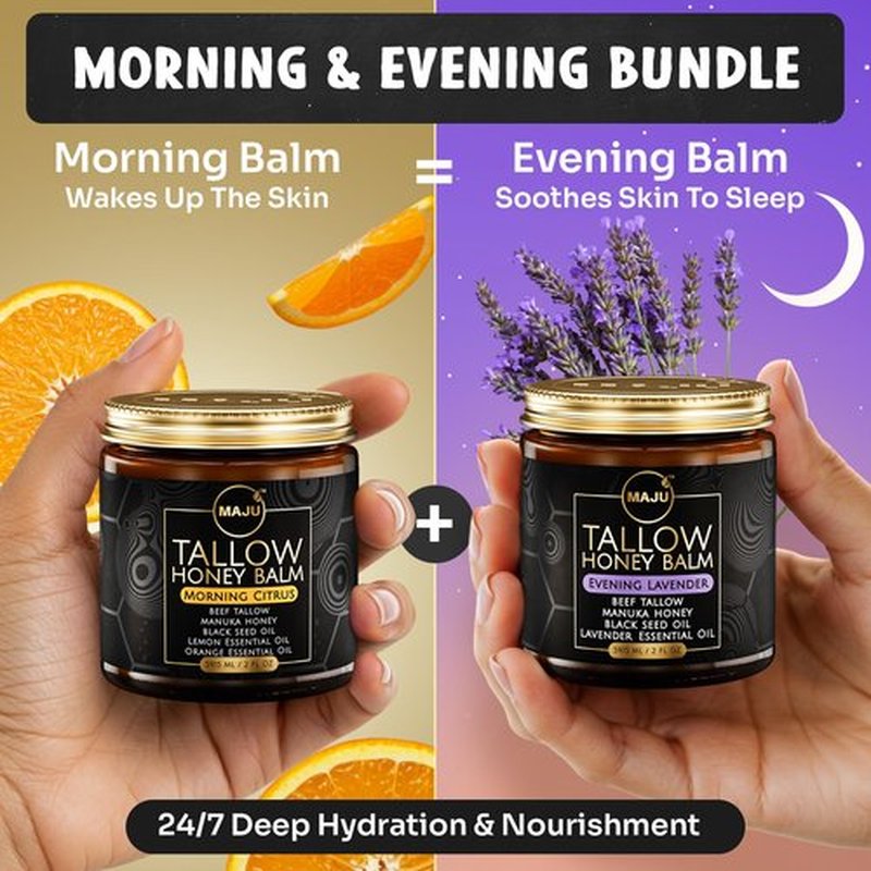 MAJU Beef Tallow Manuka Honey Balm, Unscented (2 oz), Grass-Fed Beef Tallow for Skin with Organic Black Seed Oil, Manuka Honey and Organic Beeswax, Skin and Face Moisturizer for Deep Hydration