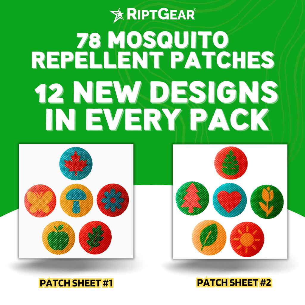 RiptGear Natural Mosquito Patch Stickers for Kids - Insect Citronella Oil Stickers (78 Pack)