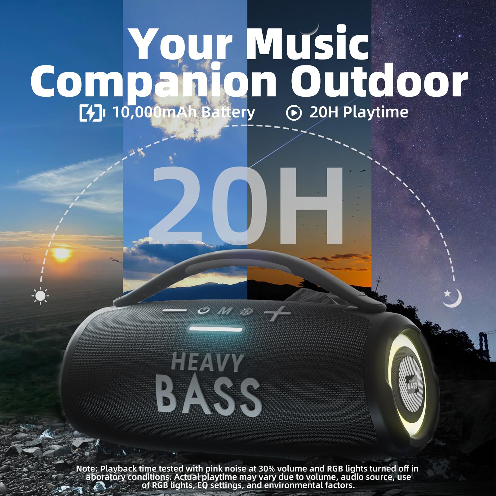 HEAVY BASS Speakers Bluetooth Wireless, 80W Max Loud Portable Speaker with Deep Bass, 20H Playtime, IPX6 Waterproof, Dual Pairing, Perfect for Home,Party,Travel,Outdoors