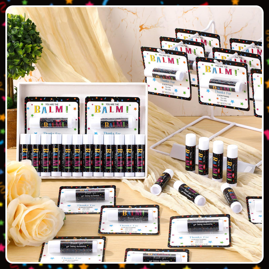 Sacubee 5 Pack Back to School Employee Teacher Appreciation Gifts Bulk Lip Balm Teacher Employee Staff Team Thank You Gifts You're the Balm Volunteer Appreciation Party Favor for Women Men Coworker