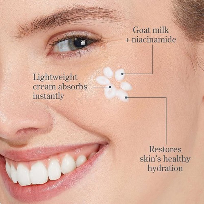 Beekman 1802 Goat Milk Face Moisturizer - Lightweight Hydrating Cream with Niacinamides | 1.69 fl oz, Cruelty-Free