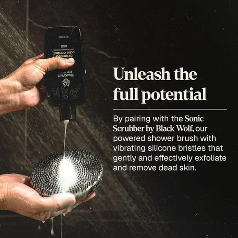 Black Wolf Deodorizing Body Wash for Men - Long-Lasting Hydrating Shower Gel with Agave Scent - Removes Odor & Grime