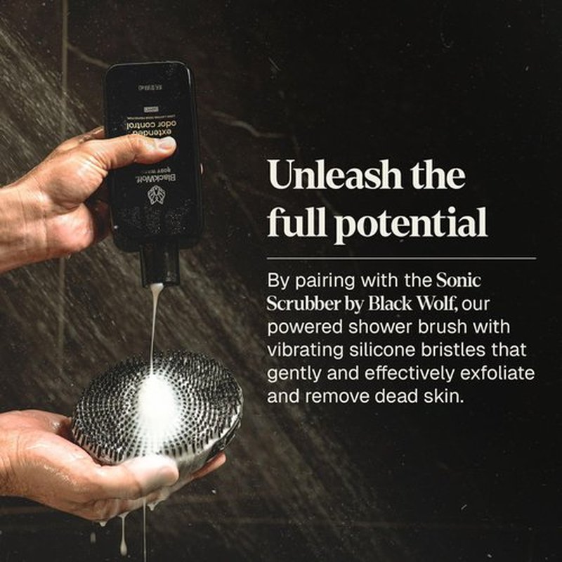 Black Wolf Deodorizing Body Wash for Men - Mens Long-Lasting Shower Gel Fights Body Odor - Hydrating & Moisturizing Body Cleanser Soap Removes Grime, Sweat & Buildup - Clean & Crisp Agave Scent