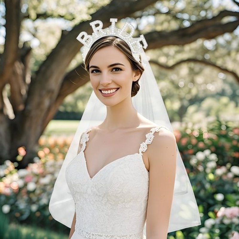SUVO Pearl Bride Headband with Veil - Perfect for Bridal Shower and Bachelorette Party Decorations or Gifts