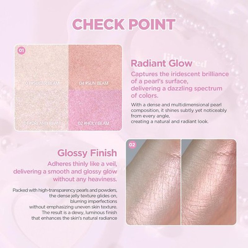 Lilybyred Luv Beam Glow Veil - Korean Heart-Shaped Highlighter for Radiant Glow, 0.11 oz (03 Sugar Beam)