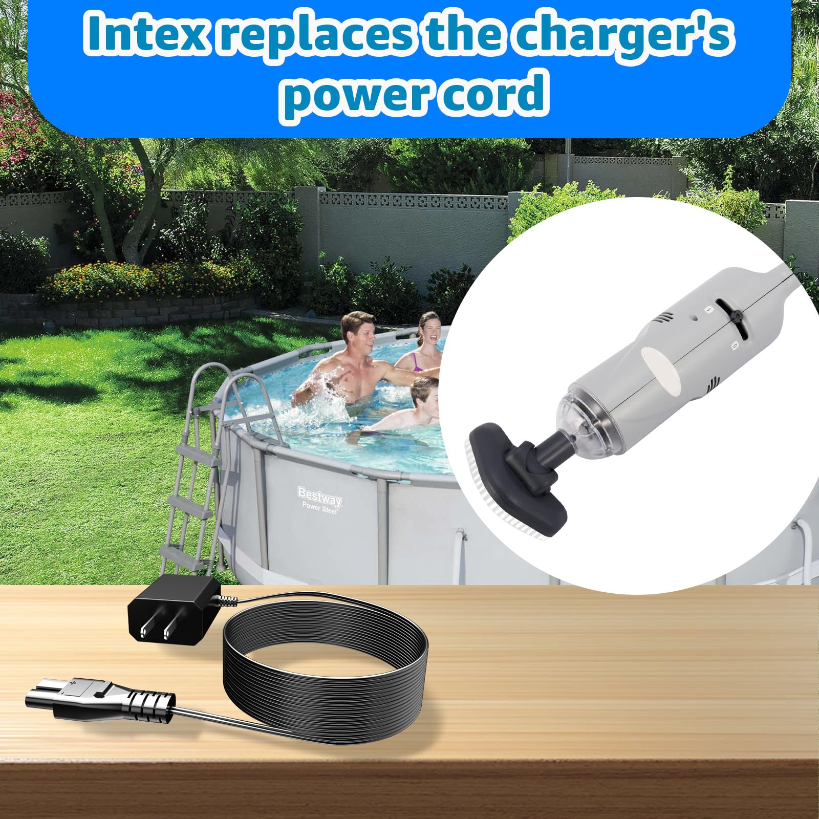 Norward Charger Replacement for Intex 28620EP Handheld Pool Vacuum Power, Compatible with Intex CL1704 28620 28620E CL1704 Pool Vacuum Adapter Supply