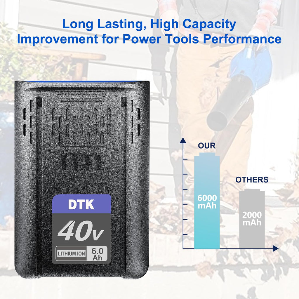 DTK 40V Replacement for Kobalt 40V Battery 6000mAh KPM1040A-03, KM-1640-06, KM 4040-06,Replacement for Kobalt Cordless Power Tool Battery