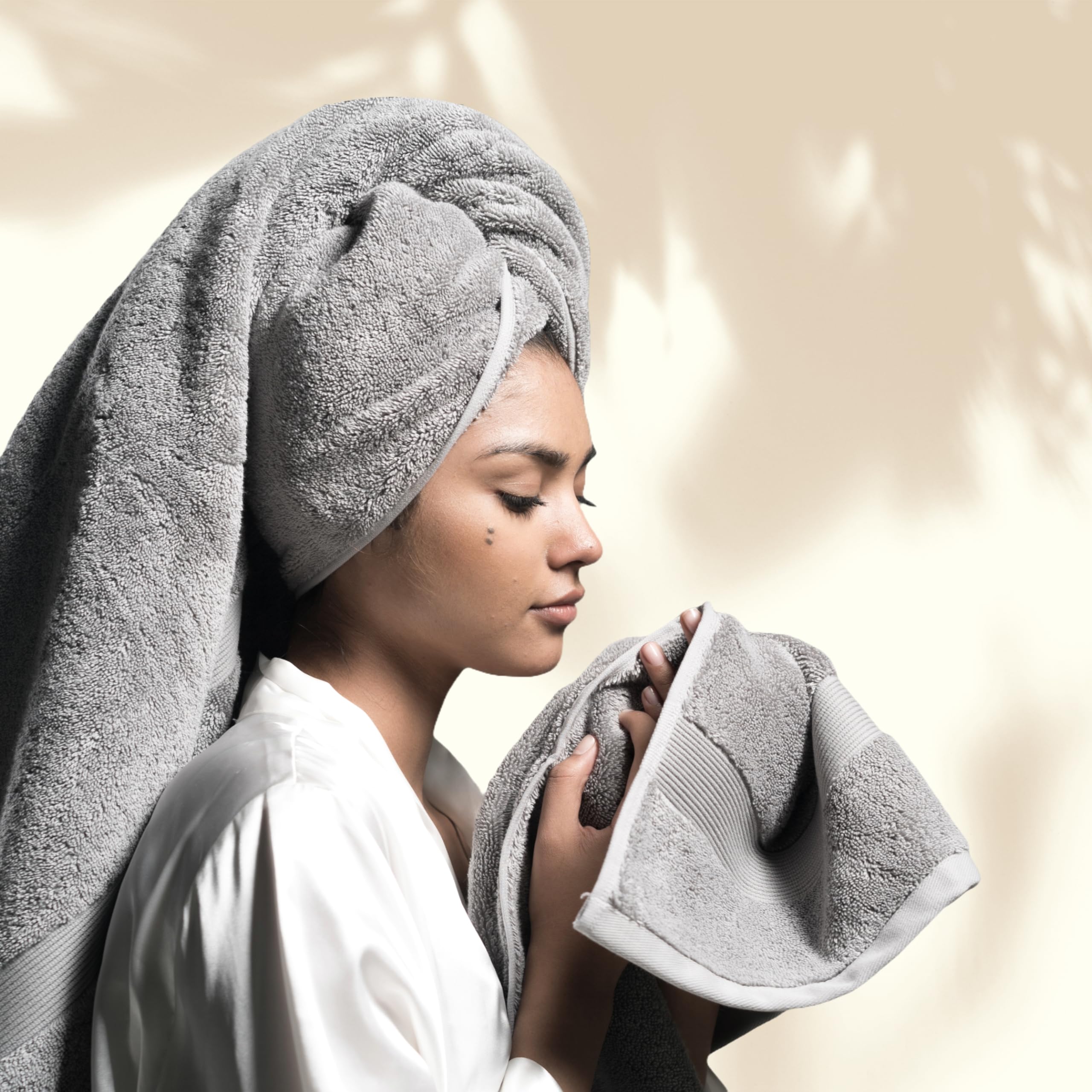 Miracle Made Soft Face Towel, Long-Staple Silver-Treated Cotton Fabric – Fade Resistant, Highly Absorbent, Quick-Drying Wash Cloth, Stone