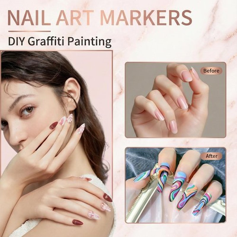 12-Color Quick-Dry Nail Art Pens. 1mm Broad Tip for Smooth DIY Designs. Perfect for Beginners & Pros. Ideal Home Salon Gift.