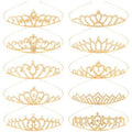 TOBATOBA 10Pcs Gold Tiaras for Women Girls Sparkling Rhinestone Princess Tiara Headband Rapunzel Crowns for Women Tiaras Set Small Tiara Bulk for Birthday Party Wedding School Classroom Costumes Proms