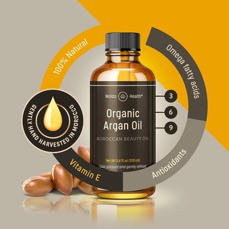 Organic Argan Oil by Moroccan Beauty - Cold Pressed 3.4 Fl Oz | Vitamin E Rich Moisturizer for Hair, Skin & Nails