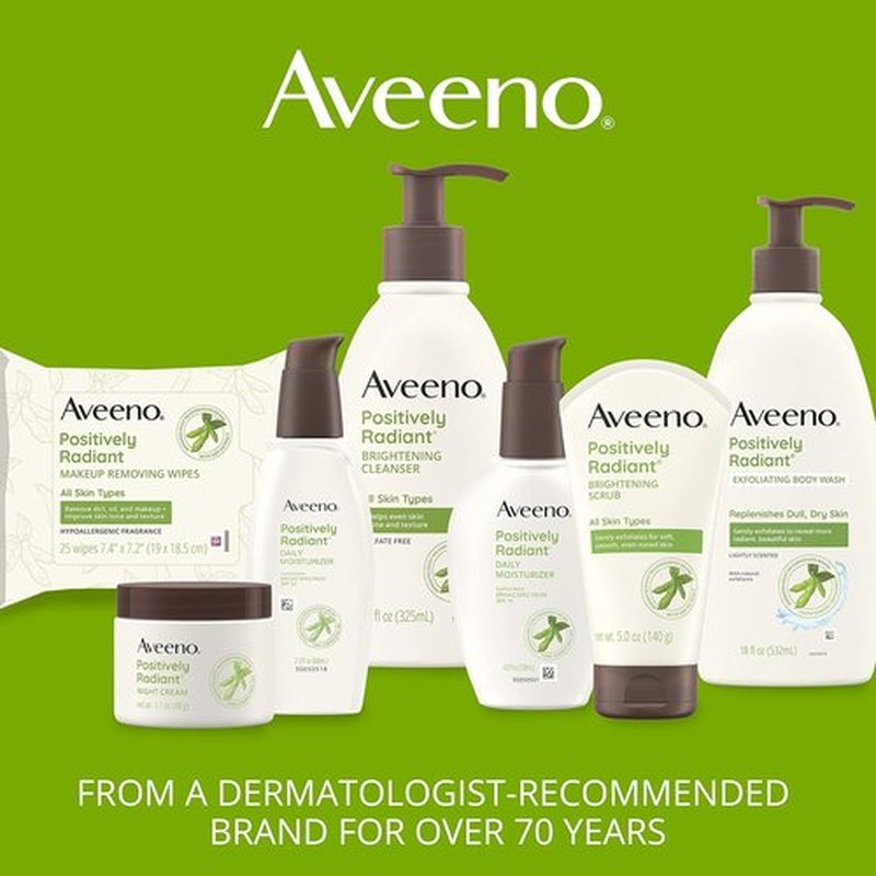 Aveeno Positively Radiant Daily Face Moisturizer - Hydrating SPF 15 with Soy Extract, 4 FL OZ