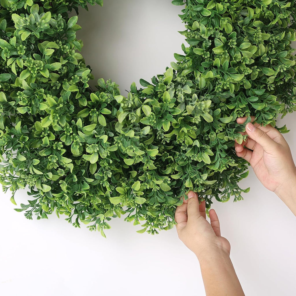 Aglaia Odorata 26" Artificial Boxwood Wreath - Large Faux Eucalyptus Leaves for Year-Round Outdoor Decor