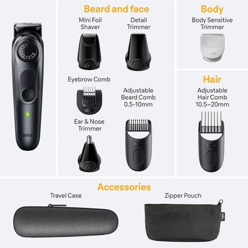 Braun All-in-One Style Kit Series 5 5471 - 8-in-1 Trimmer for Men | Beard, Body & Hair Clippers, Waterproof