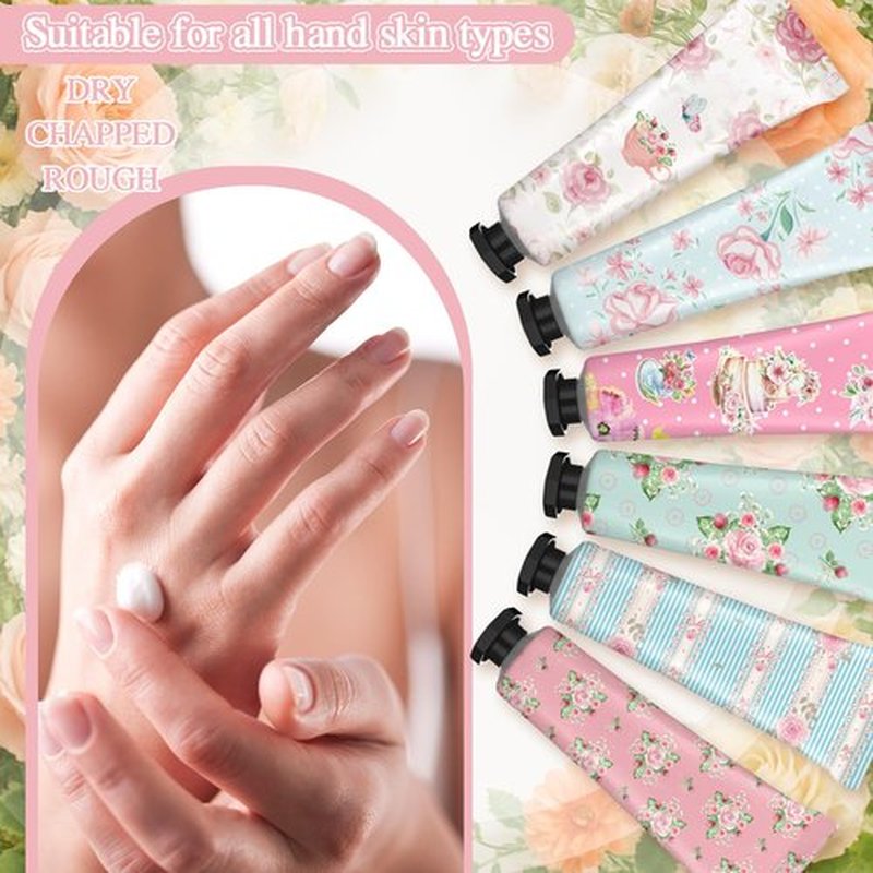 Swiffen Tea Party Hand Cream Gift Set Wonderland Floral Tea Party Favor Flower Moisturizing Hand Lotion Bulk Dry Cracked Care Cream Teapot Favor Boxes Treat Gift Goodie for Baby Shower, 30 ml(12 Pcs)