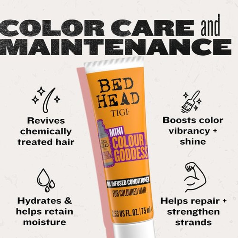 Bed Head by TIGI Colour Godess Conditioner Travel Mini – Oil Infused Conditioner for Color Treated Hair, 2.53 fl oz