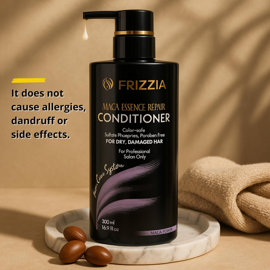 Frizzia PROFESSIONAL Conditioner with Maca, Argan and Vegetable Collagen | Repairs and Strengthens Damaged Hair | Opens Cuticles, Softens and Nourishes All Hair Types | 500ml