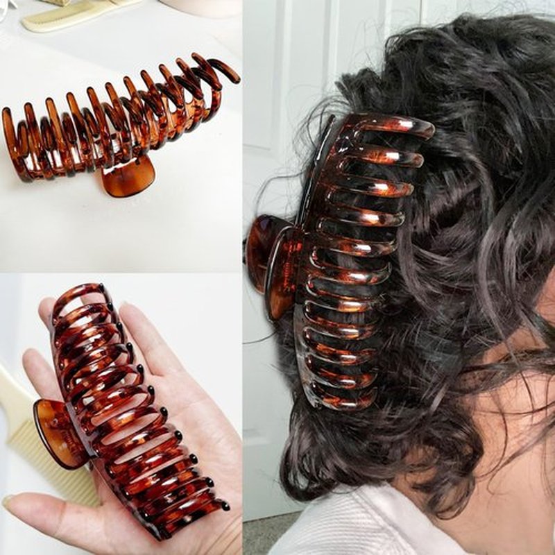 Accglory 5.5 Inches Extra Large Hair Clips for Long Thick Hair Women’s Jumbo Hair Claw Clips 2 Counts in Set Hair Accessories (light leopard and coffee leopard)