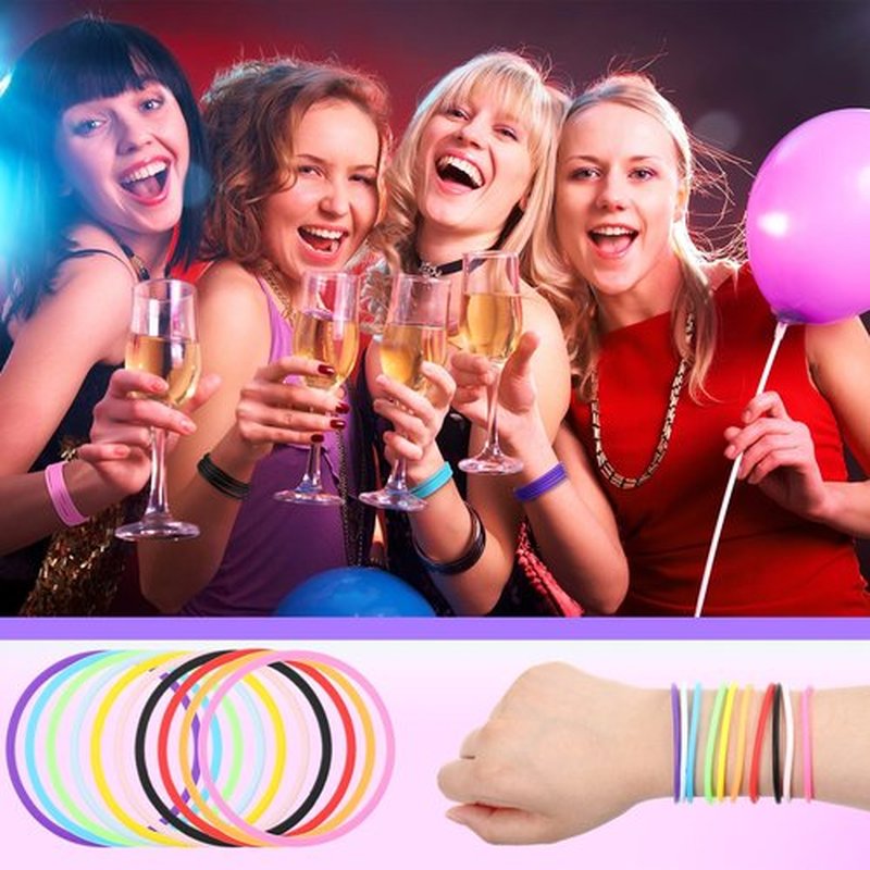 Hotop 200 Pcs 80s Multicolor Silicone Jelly Rubber Bracelets Hair Ties Women, Mixed Style, Random Color