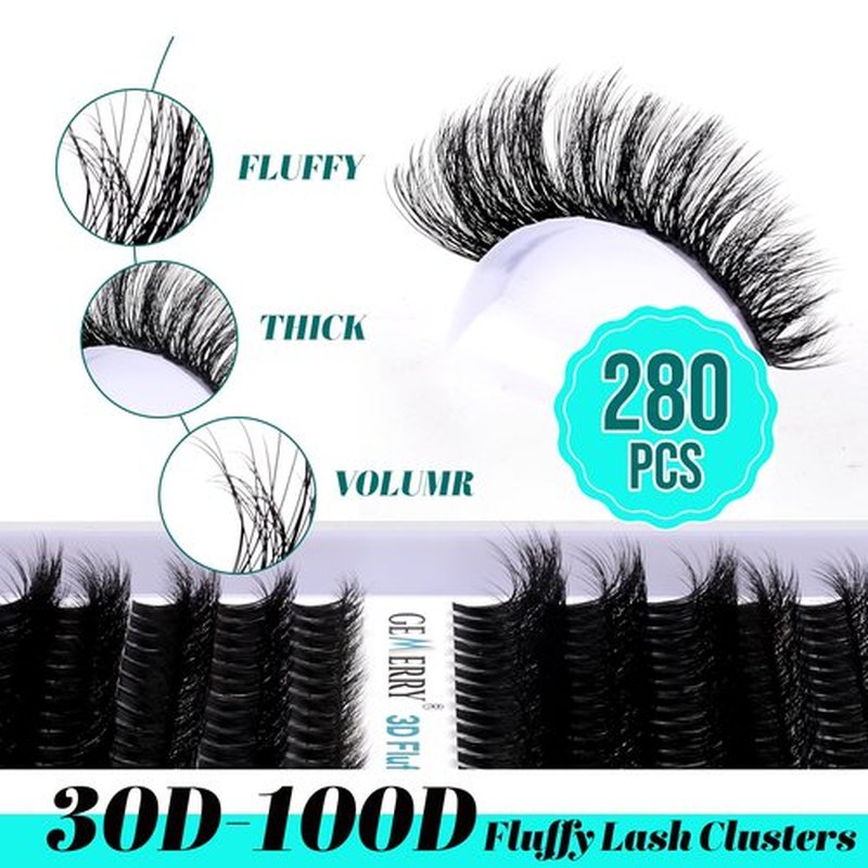 GEMERRY Lash Clusters Fluffy Eyelash Clusters Extensions 3D Effect Cluster Lashes 10-18mm Multilayered Eyelash Clusters Reusable Wispy Individual Lashes(3D-80P-0-18mm)