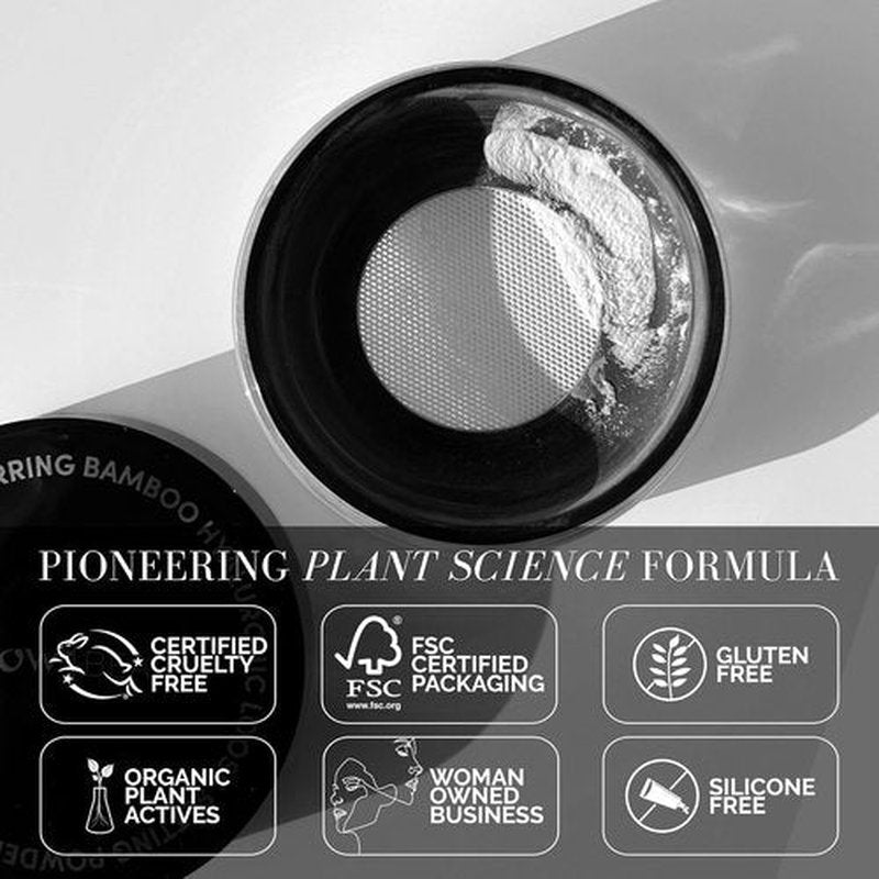 Fitglow Beauty Bamboo Hyaluronic Loose Setting Powder - Translucent Vegan Formula | Weightless Pore Blurring Finish | 0.32 oz / 9g
