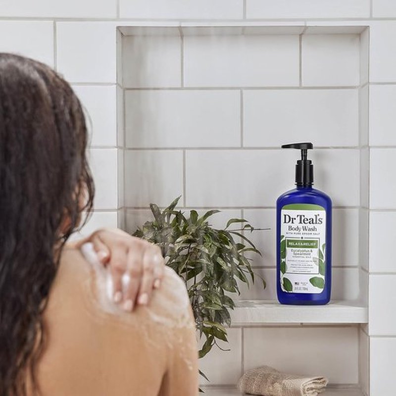 Dr Teal's Body Wash - Relax & Relief with Pure Epsom Salt, Eucalyptus & Spearmint | 24 fl oz (Pack of 4)