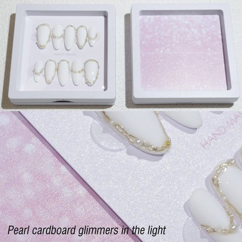 LIGHT RAIN Press on Nail Packaging Storage Box Case - 3.5 x 3.5 X 0.8 Inch 3D Floating Frame 24 pcs, Display Card 24 pcs, Pre-cut Double Sided Strong Tape 48 pcs, OPP bag 24 pcs
