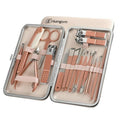 Professional Manicure Pedicure Stainless Set - Erkangsm 18 in 1 Manicure Pedicure Grooming Kit,Nail Clippers,Toenails Scissors,Ear Pick,Nail Tools with PU Leather Travel Case (Pink)
