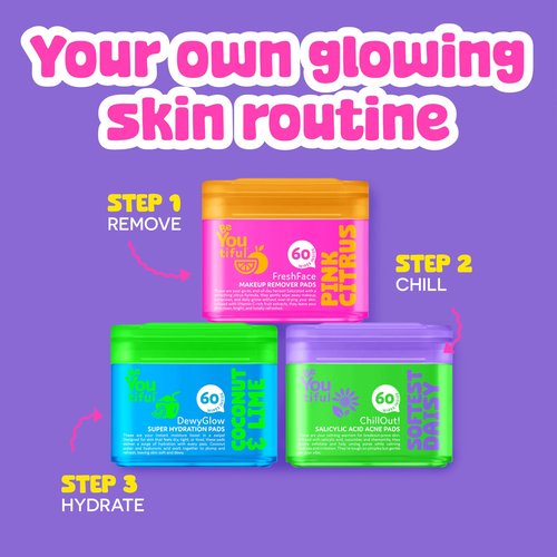 BeYoutiful ChillOut Gentle Acne Cleansing Face Wipes with Salicylic Acid for Teens and Kids, Easter Basket Stuffers, 60 Facial Pads, Vegan, Easter Gifts for Kids