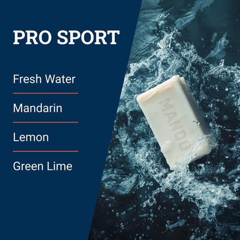 Mando Acidified Cleansing Bar - 24-Hour Odor Control - Removes Odor Better than Soap - Moisturizing Formula - SLS Free, Paraben Free - Safe For Sensitive Skin - Pro Sport