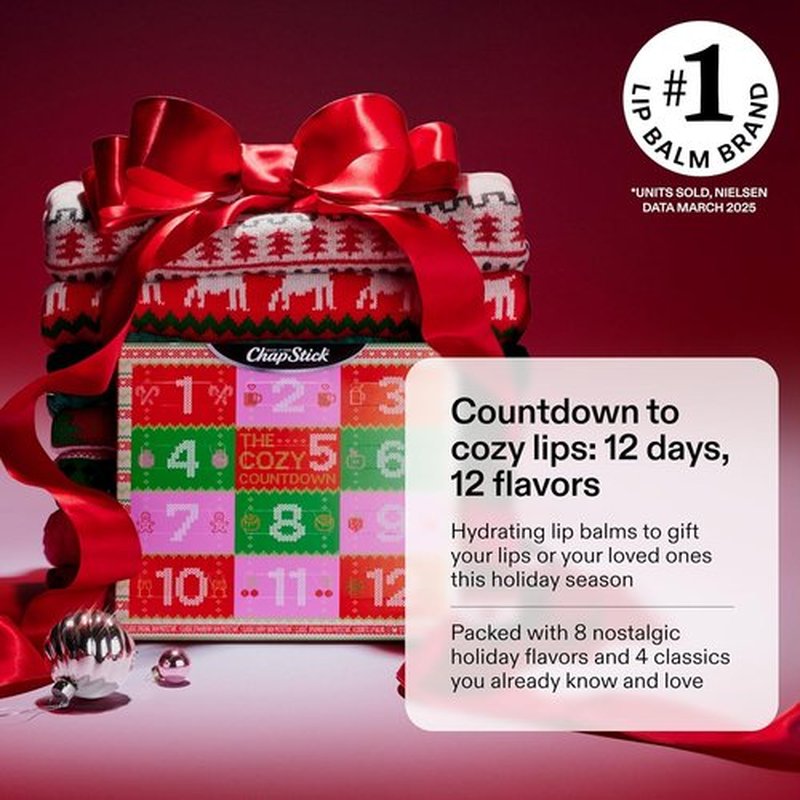 ChapStick Advent Calendar 2025 - 12-Pack Lip Balm Gift Set for Cozy Holiday Countdown | Perfect for All Ages