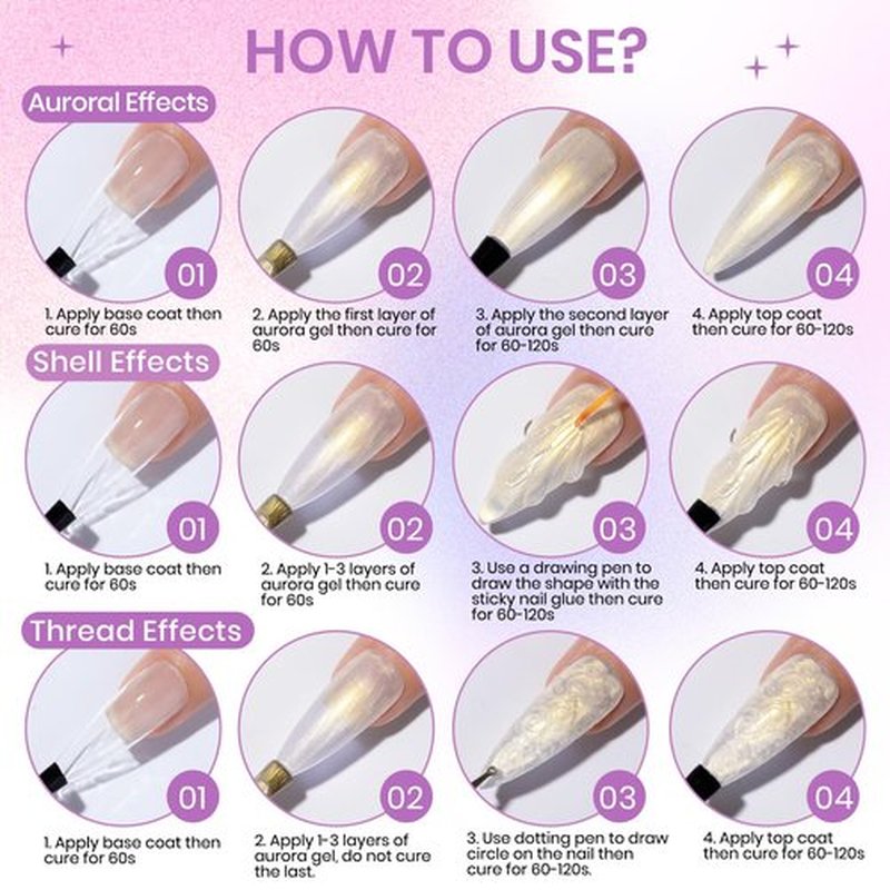 SUPWEE Pearl Gel Nail Polish - 12 Colors Shimmer Mermaid Nail Gel Polish White Pink Blue Iridescent Nail Polish Gels for Nail Art Polish DIY at Home