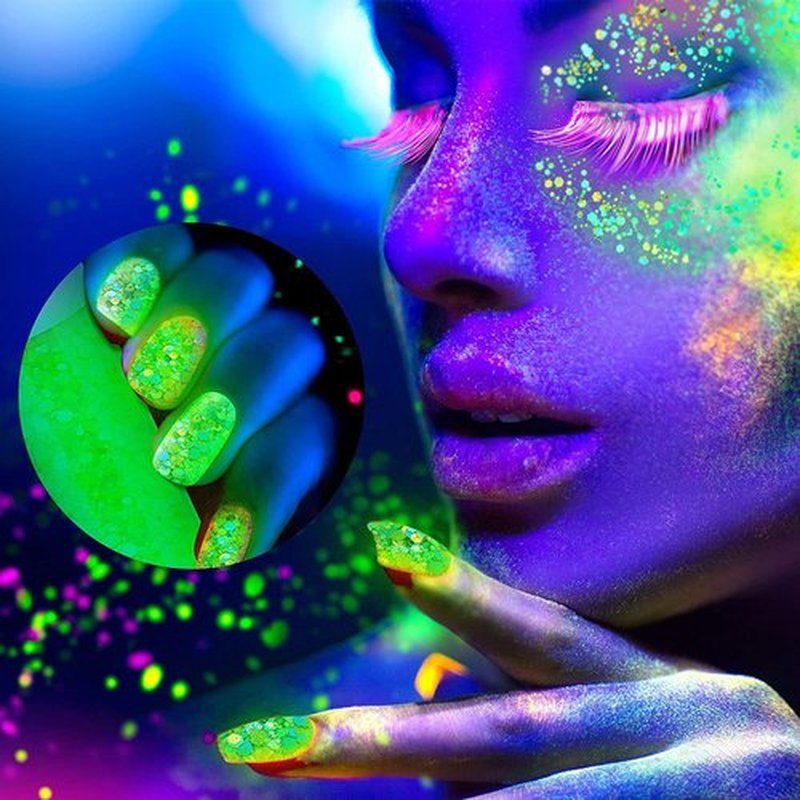 12 Color Glow in the Dark Glitter Gel - UV Black Light Reactive for Face, Body, Hair, Eyeshadow, No Glue Needed - Perfect for UV Parties, Festival & Rave Makeup-Glitter for Cosmetic Purposes
